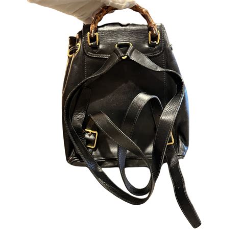 vintage black leather gucci cylinder bucket bag|authentic vintage gucci backpack.